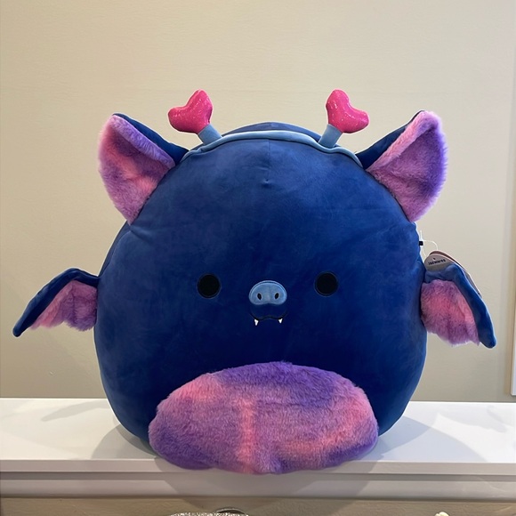 NWT 16” Milan the Navy Blue Bat with Heart Headband Valentine Squishmallow - Picture 1 of 5